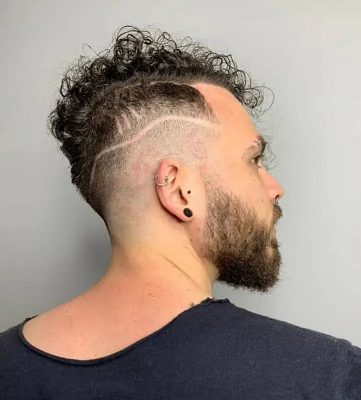 men's haircut with line on side