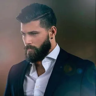men hairstyle with long beard