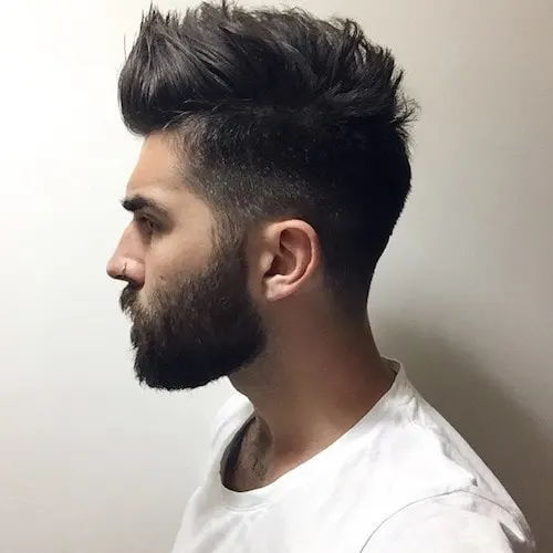 Spikehairstyle for men with long beard