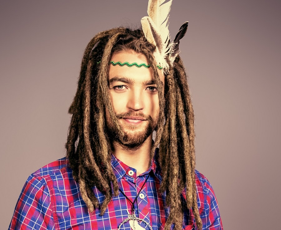Hippie hairstyle for men with dreadlocks