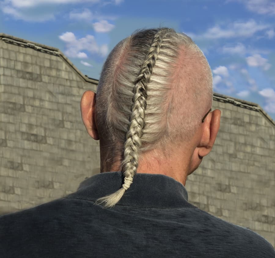 men's long blonde braids with shaved sides