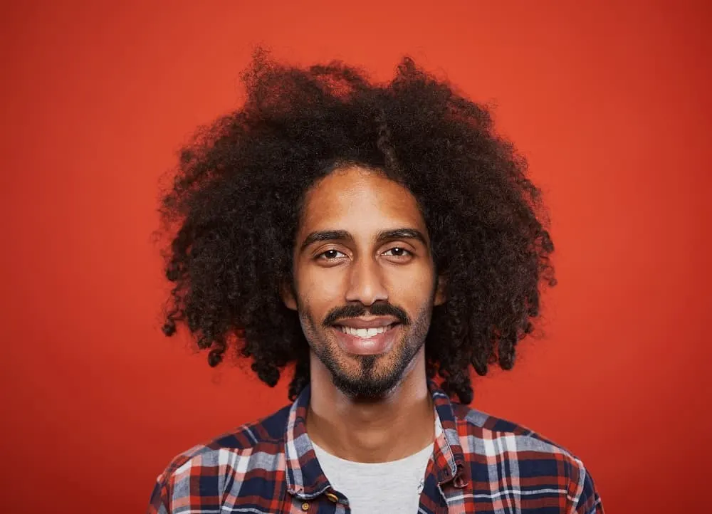 men's long layered afro hair