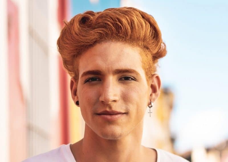 men's quiff with red hair