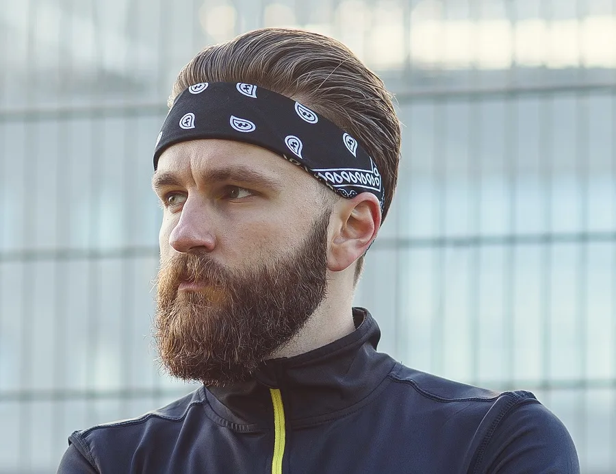 Men's hairstyle with a bandana