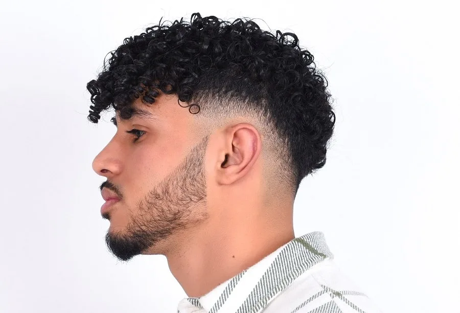 mens tight perm with skin fade