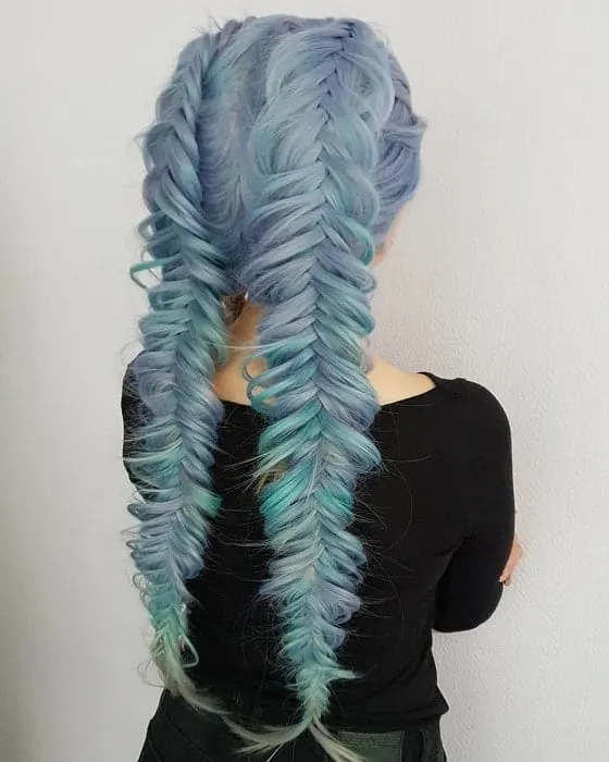 bluish mermaid braid hairstyles for Women