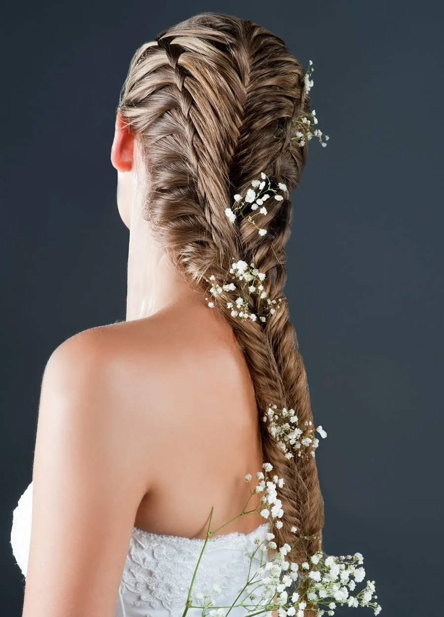 mermaid wedding hairstyle with flowers