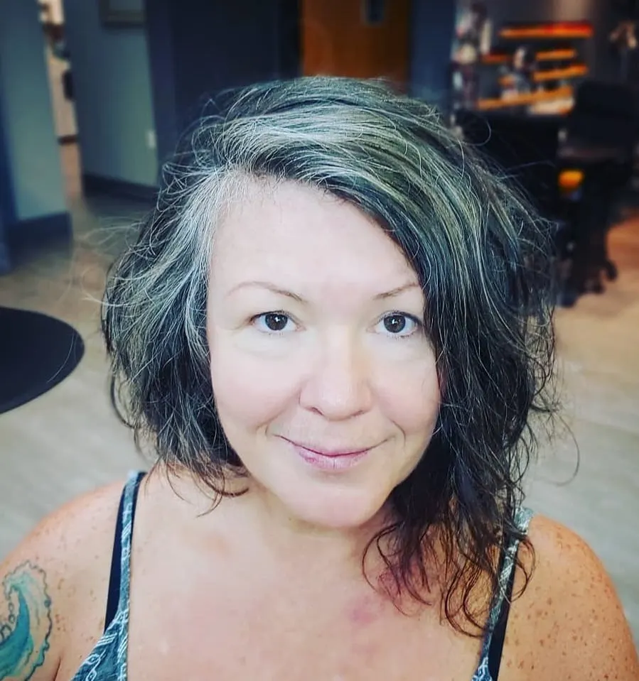 messy asymmetrical haircut for over 50