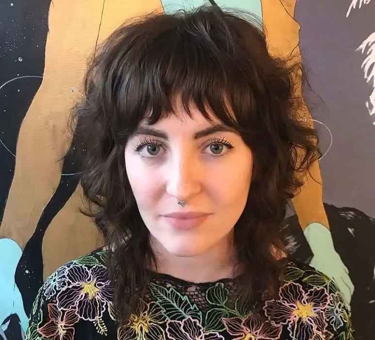 messy bangs for curly hair