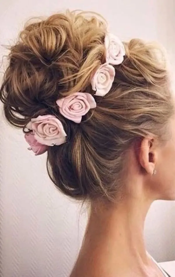 Messy Bun with Tiara for Long Hair