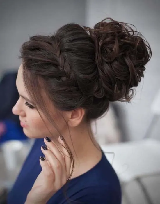 waterfall braided long messy bun