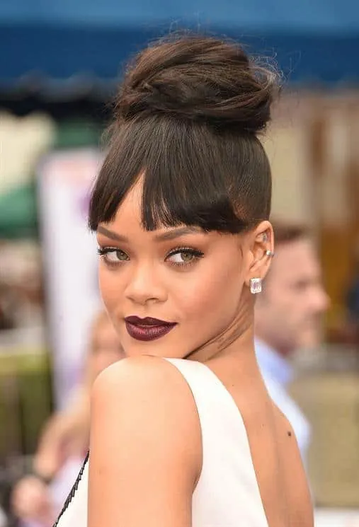 Style Messy Bun and Bangs with Weave