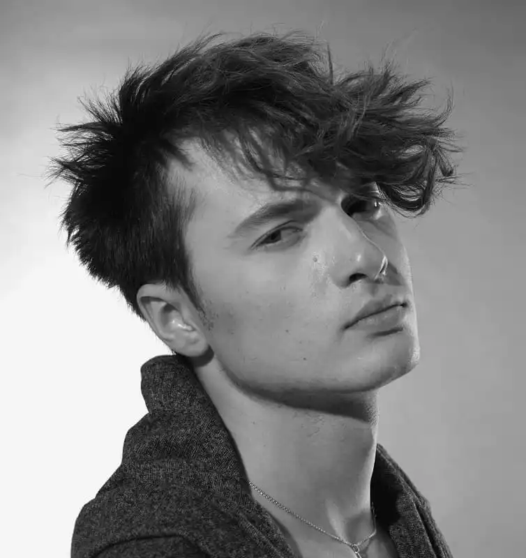 messy fringe hairstyle for guys