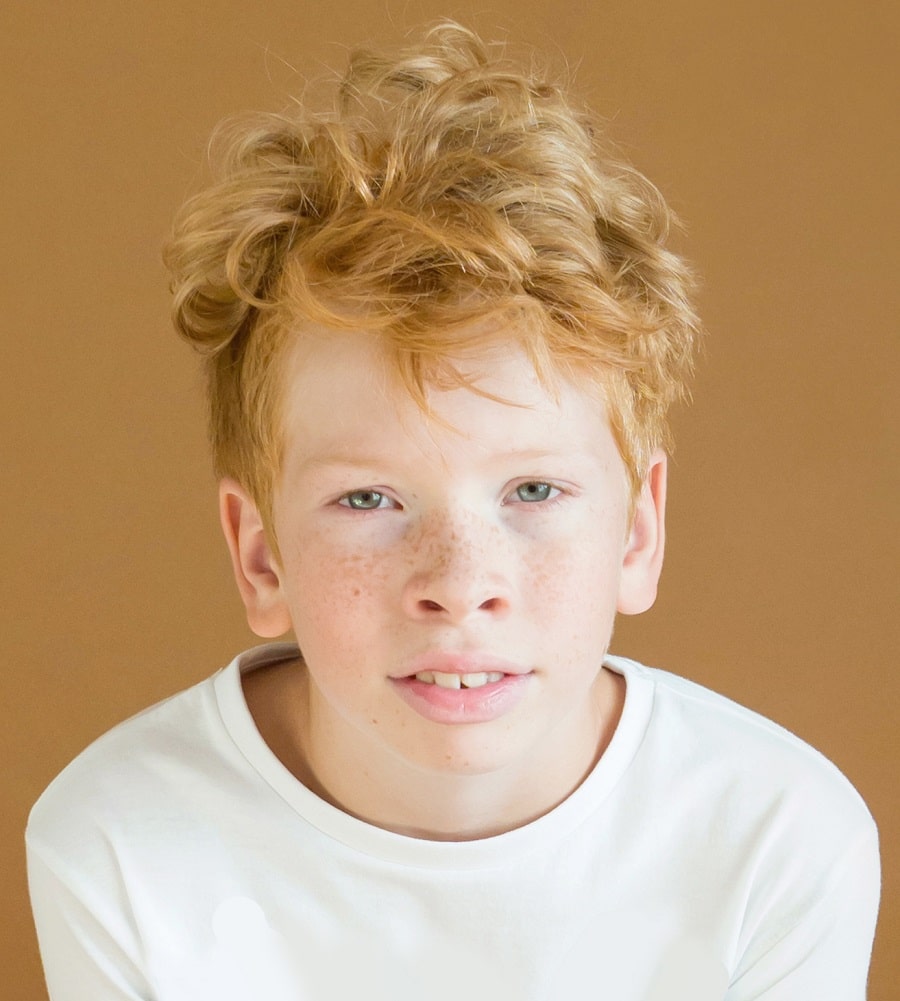 messy ginger layered haircut for 9 year old boy