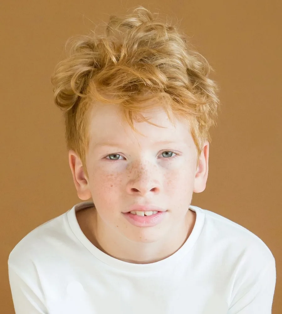 messy ginger layered haircut for 9 year old boy