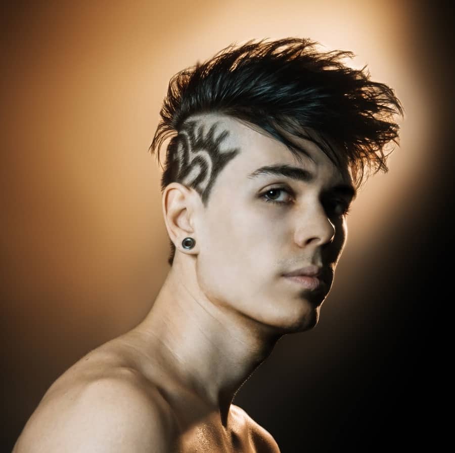 messy hair with undercut design for men