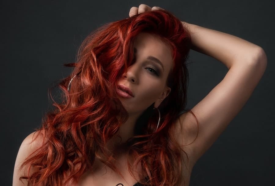 messy long red hairstyle