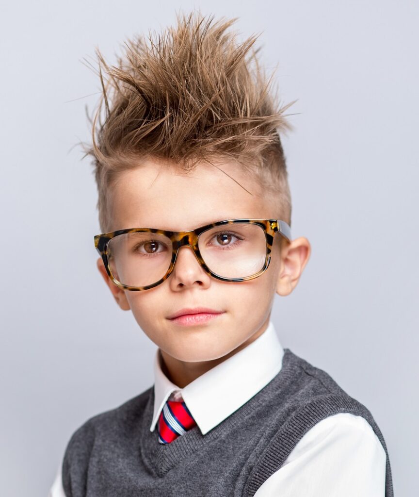 messy long spiky top with short sides for boys