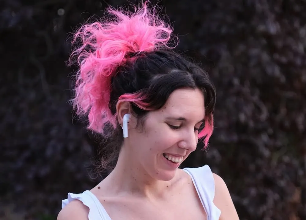 messy pink ponytail