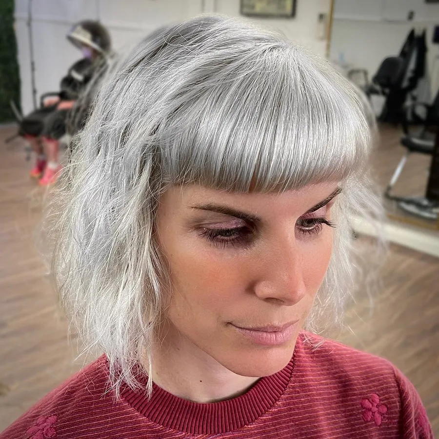 messy platinum bob