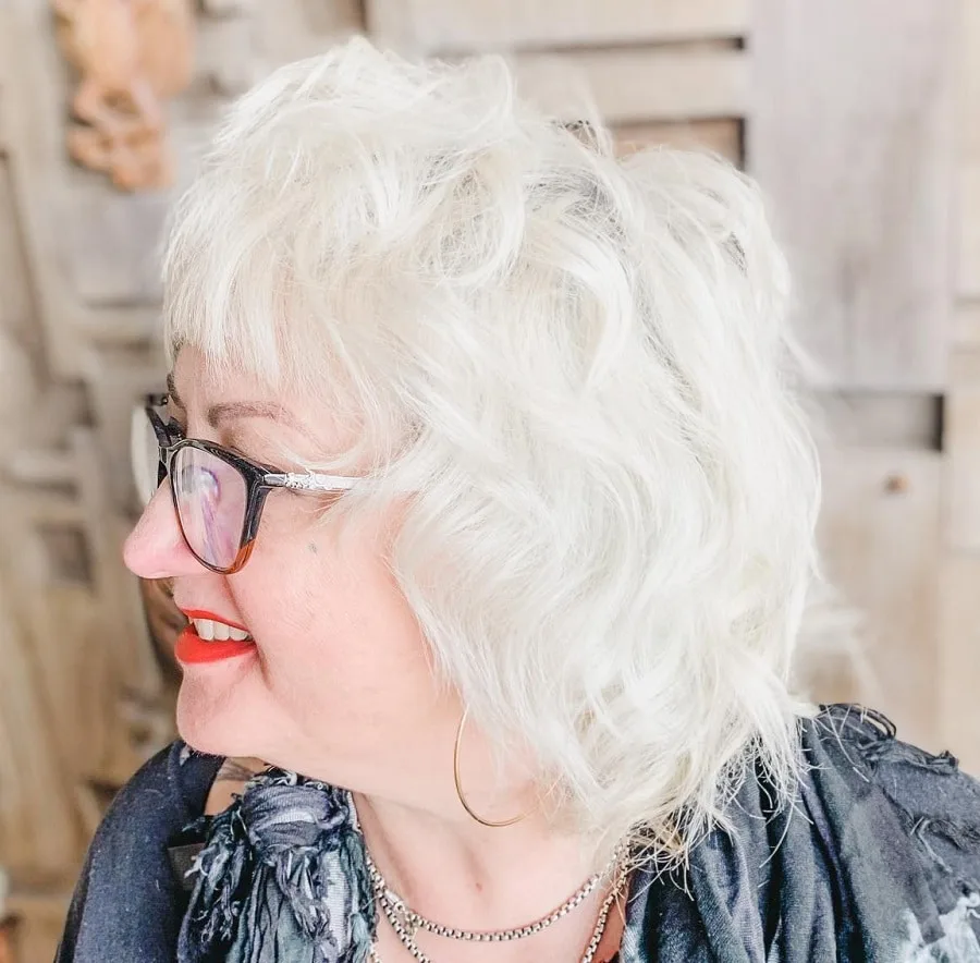 messy shag hairstyle for women over 60
