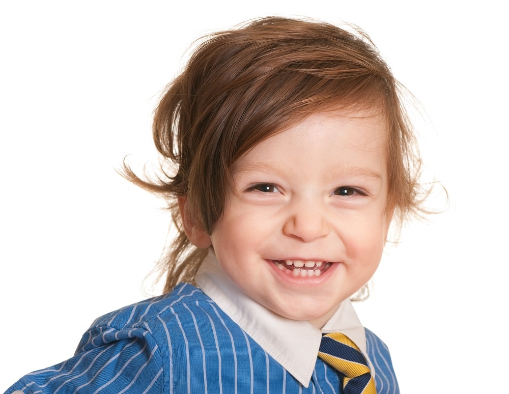 messy side swept long hairstyles for toddler boys
