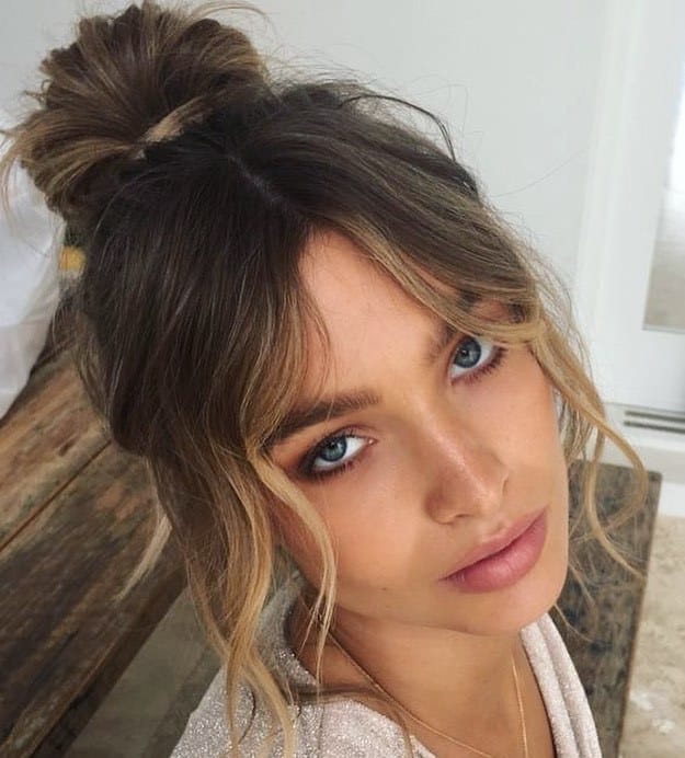 top knot with bangs for women