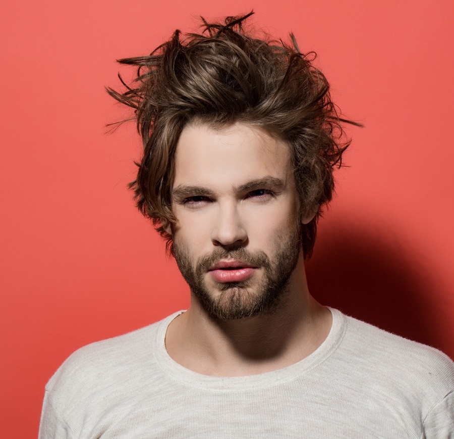 messy tousled hairstyle for men