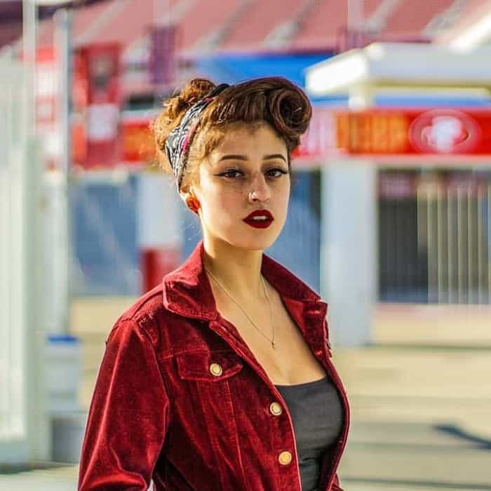 mexican girl with red updo