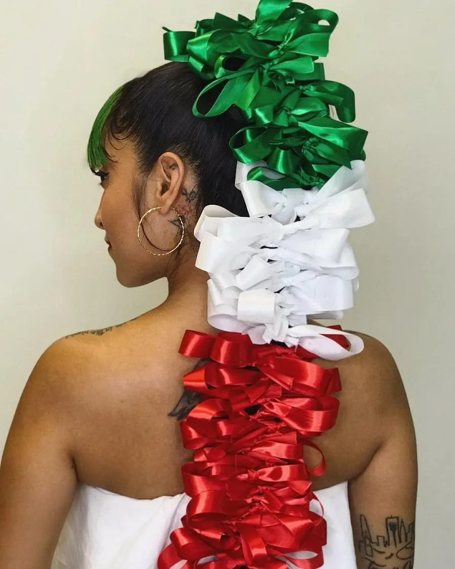 mexican hairstyle with ribbon