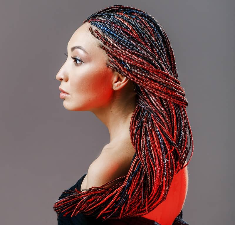 micro box braids with color