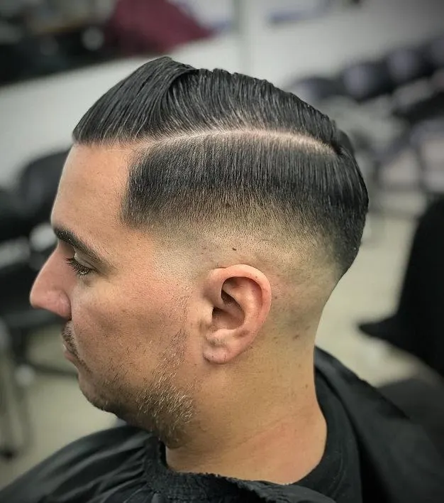 Comb Over Mid Fade with An Undercut