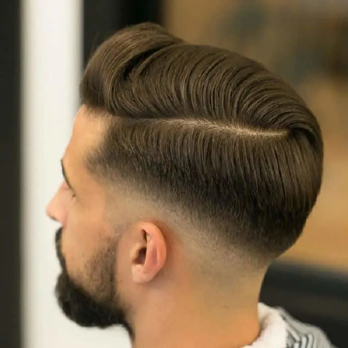 Mid Fade Comb Over with Beard