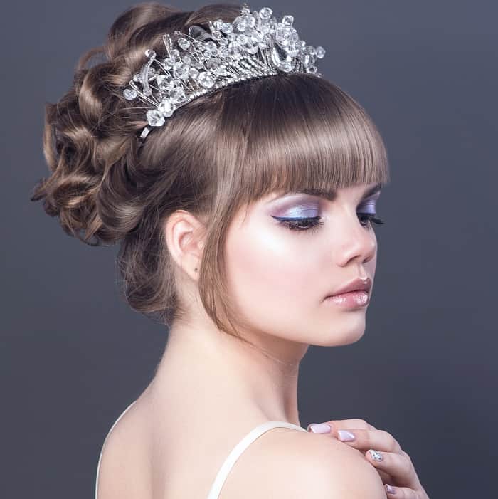mid length hair with bangs for wedding
