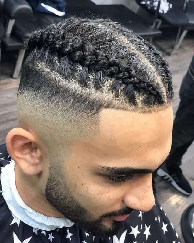 Mid Skin Fade with Braided Sides