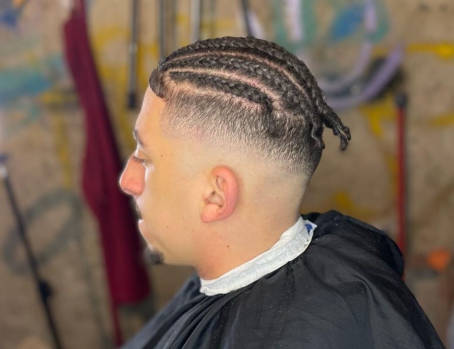 mid taper fade with braids