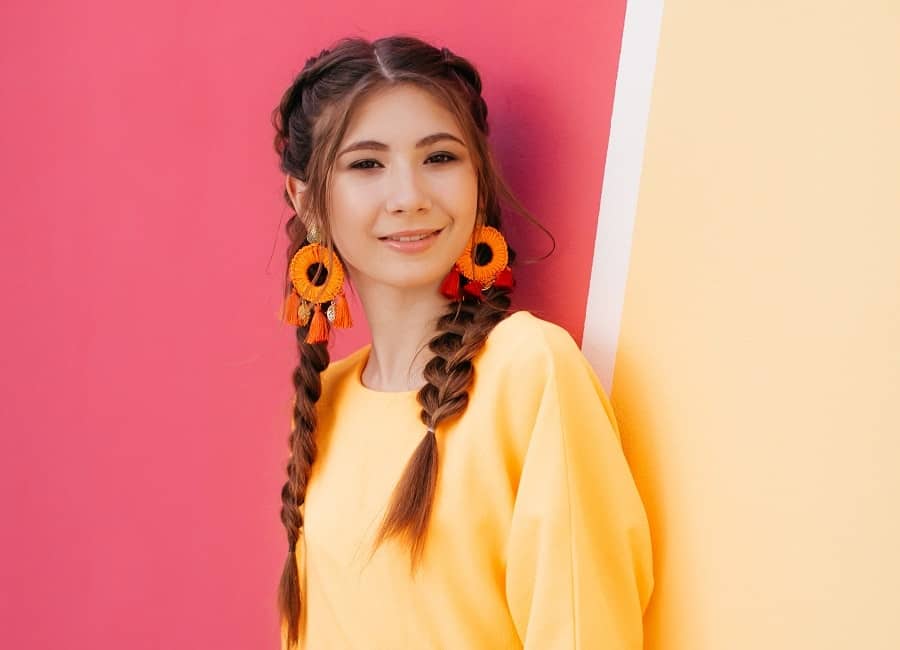 midddle part braid hairstyle for women