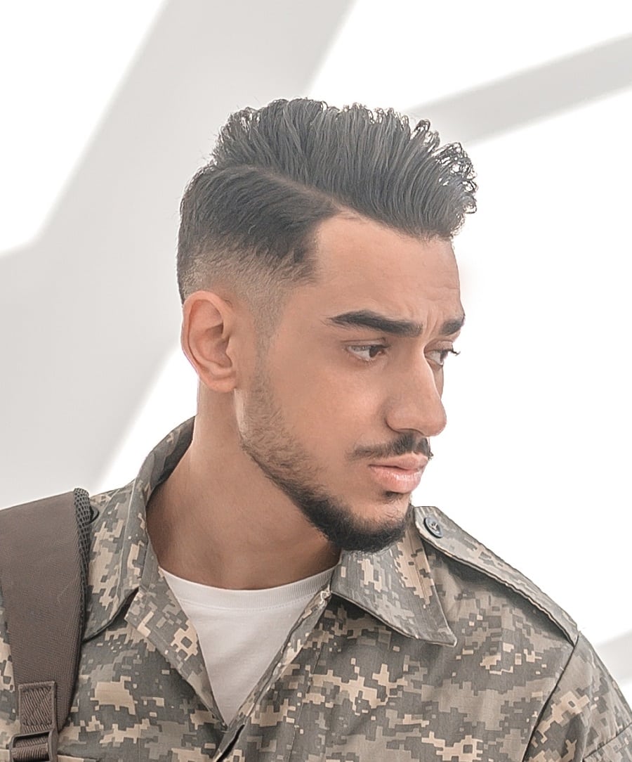 military haircut with hard part