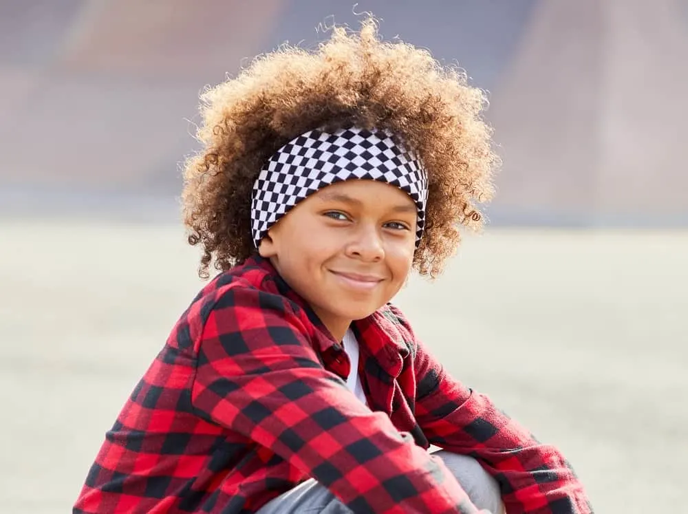 mixed boy's hairstyle with headband