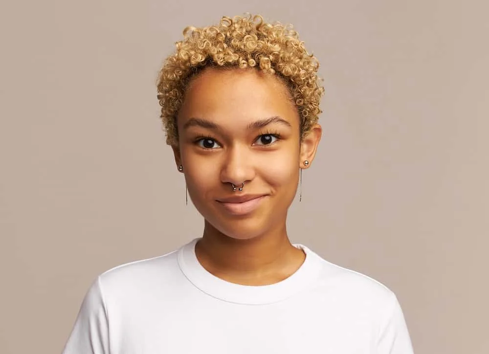 mixed girl with blonde curls