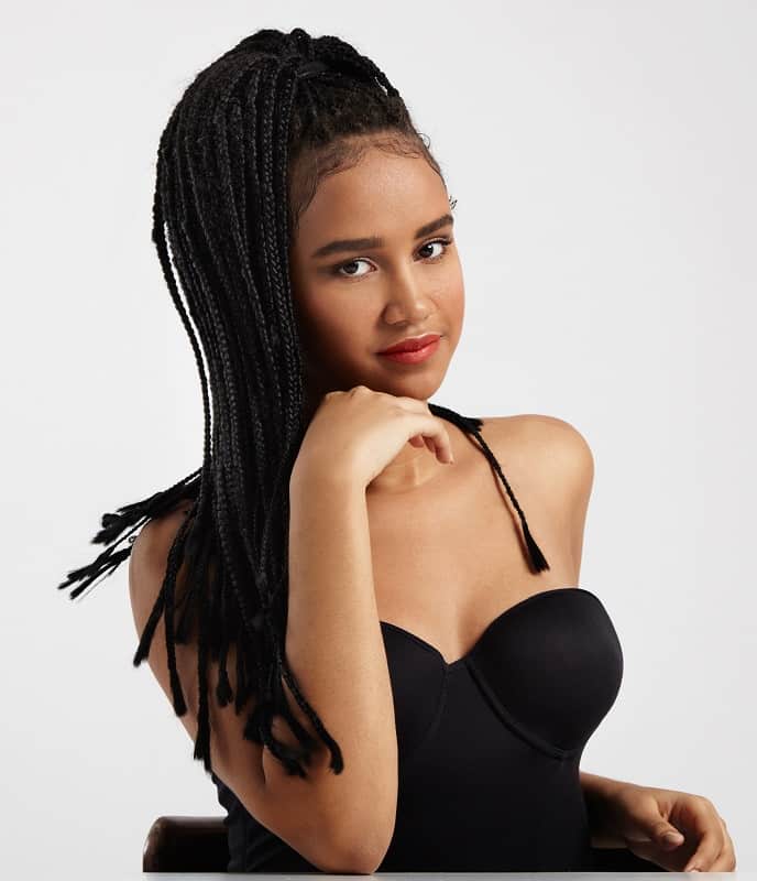 mixed girl with braided ponytail