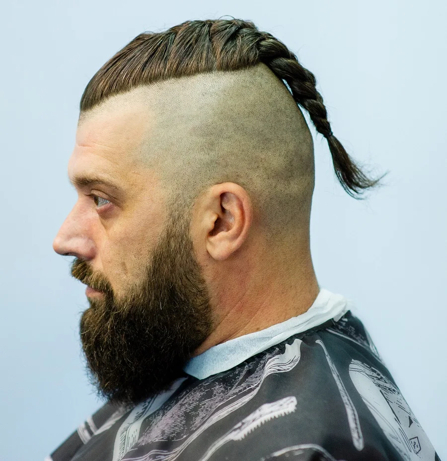 Mohawk braid for men with long balding hair
