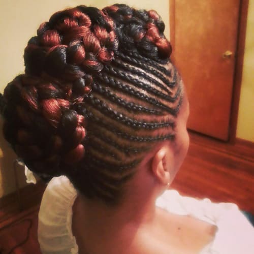 triple knot mohawk with cornrows