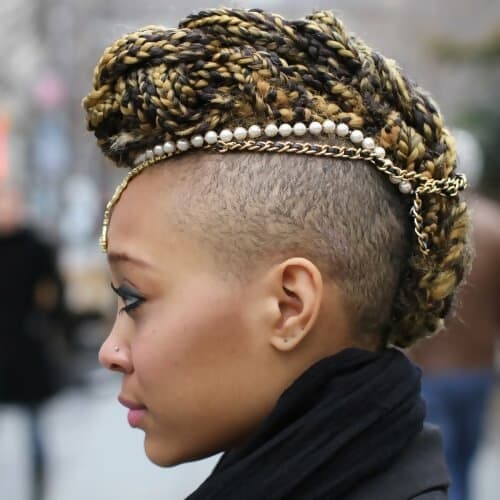 mohawk cornrow hairstyles with beads