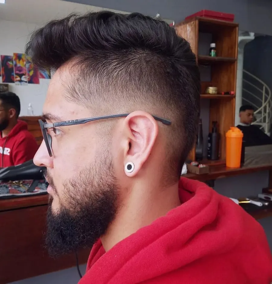 mohawk fade with glasses