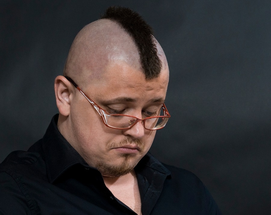 mohawk for bald men with glasses