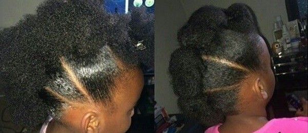 Mohawk afro puff ponytail for a little girl