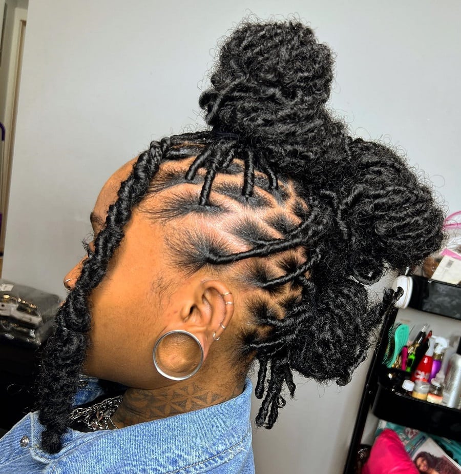 mohawk hairstyle with soft locs