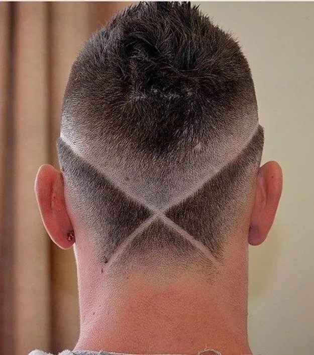 mohawk with criss-cross design