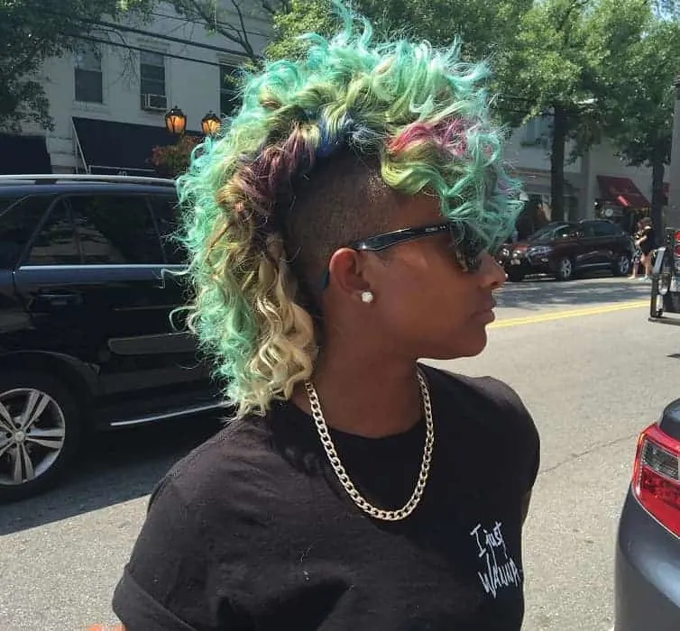 curly mohawk with weave